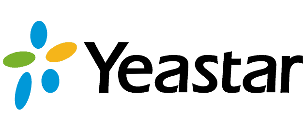 Yeastar logo featuring a central circle with four radiating swooshes in blue, green, yellow, and light blue colors, accompanied by the word ‘Yeastar’ in bold black typeface with the letter ‘a’ highlighted in blue.